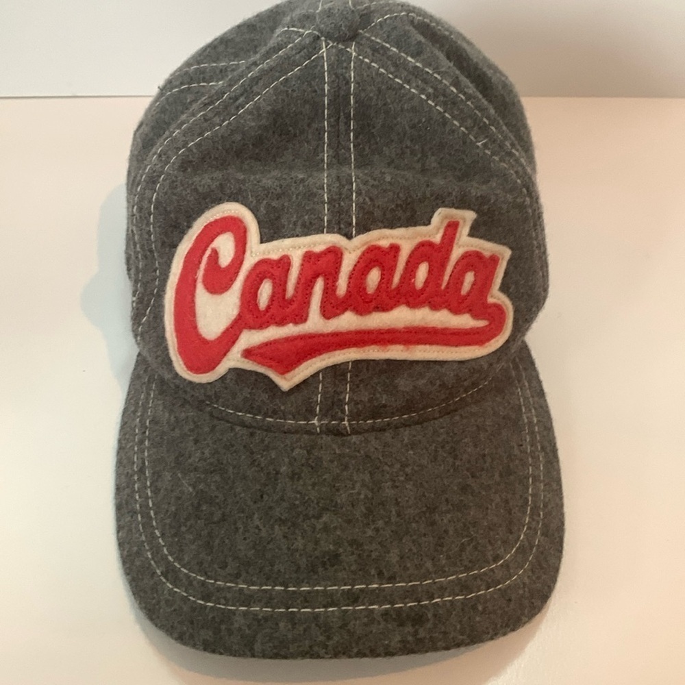 Canadian Olympic Hat Cap Adjustable Wool Blend Gray Red Team Canada